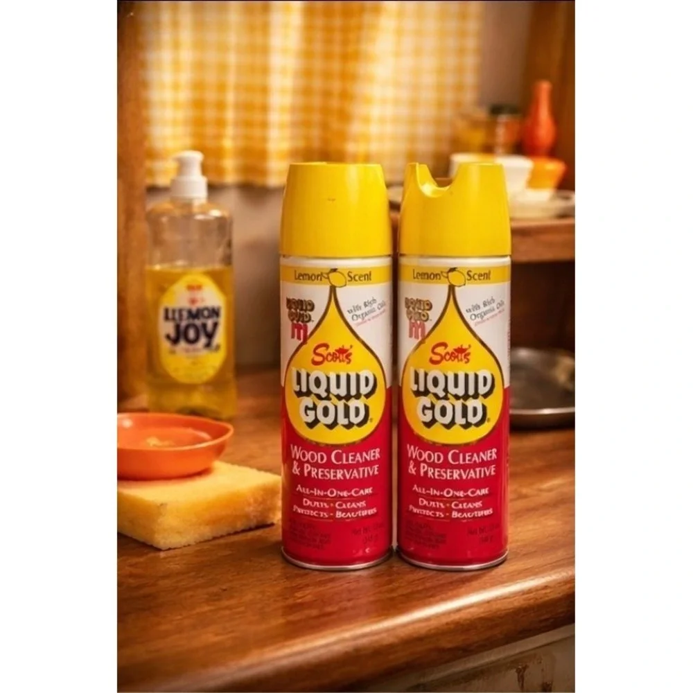 2 -Vintage Scott's Liquid Gold Aerosol Cans Retro 1970s Kitchen Film‎ Prop Decor